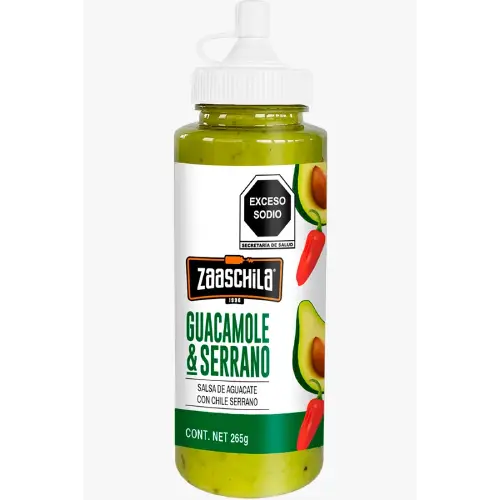 Zaaschila Guacamole y serrano sauce
