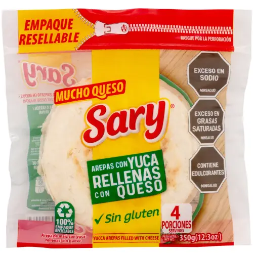 Sary arepas con yuca rellenas queso